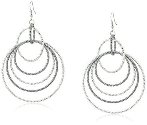 GUESS inch Basicinch  Mixed Metal Textured Orbital on Wire Drop Earrings
