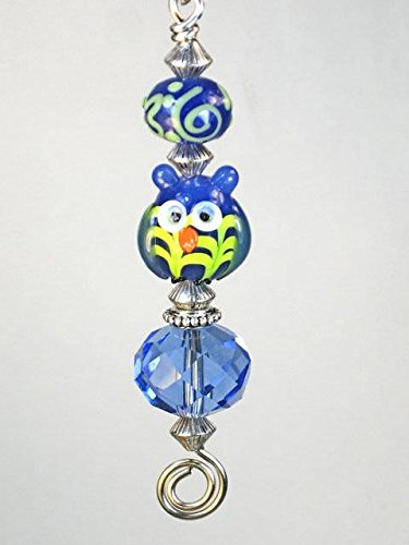 Cobalt Blue Lamp Work Artisan Glass Owl Ceiling Fan Pull Chain - Lamp/Light Pull