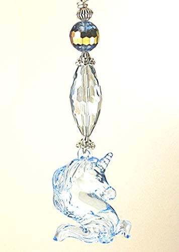 Dreamy Light Blue Unicorn with Faceted Glass Ceiling Fan Pull