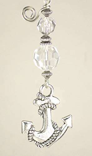 Silvery Anchor with Crystal Clear Faceted Glass Ceiling Fan Pull