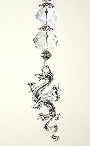 Silvery Dragon and Clear Faceted Glass Ceiling Fan Pull Chain