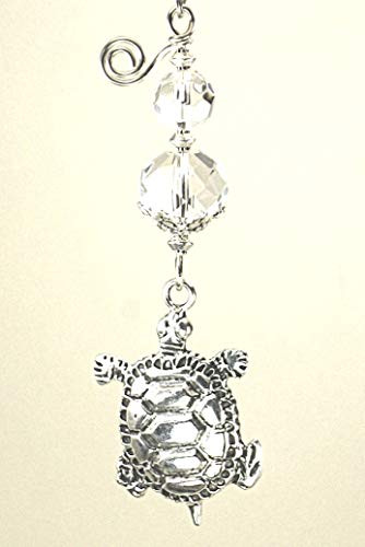 Silvery Turtle with Faceted Clear Glass Ceiling Fan Pull Chain
