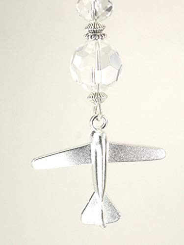 Silvery Metal Airplane Ceiling Fan Pull with Crystal Clear Glass