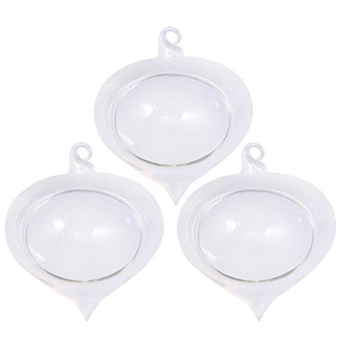 Happyyami 3PCS Wall Hanging Planters Glass Terrariums Round Air Plants Wall Containers Succulents Globe Orbs Candle Holder Hydroponic Vase for Windowsill Garden 100mm