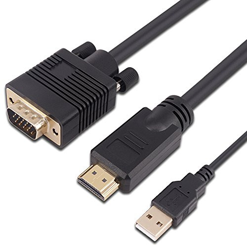 A-technology HDMI to VGA Cable 15ft (5m) 1080P-Gold Plated-Active Video Adapter-HDMI Digital to VGA Converter Cable-support Notebook-PC-DVD-Player Laptop-TV-Projector-Monitor Etc