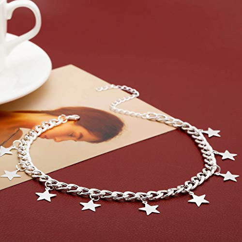 Jovono Star Tassels Choker Necklaces Fashion Necklace Chain Jewelry for Women and Girls Silver Jovono Star Tassels Choker Necklaces Fashion Necklace Chain Jewelry for Women and Girls Silver