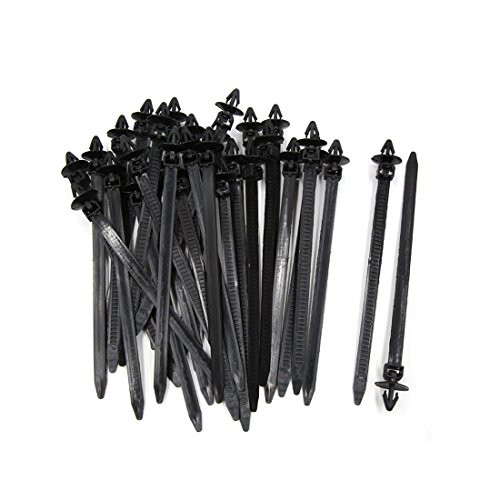 uxcell 30 Pcs 8mm x 175mm Adjustable Car Plastic Push Mount Loop Cable Ties Zip Wire Fastener Black Universal
