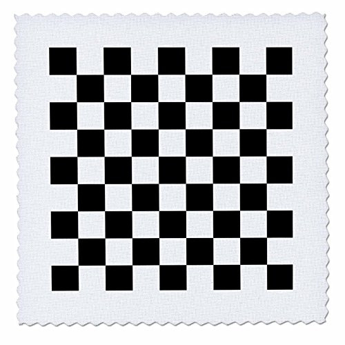 3dRose Check Black and White Pattern - Checkered Checked Squares Chess Checkerboard or Racing Car Race Flag - Quilt Square, 12 by 12-Inch (qs_154527_4)