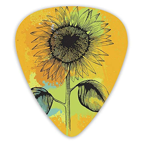 Sunflower Guitar Picks 12 Packs - Variety Guitar Picks Plectrums For Bass, Electric  and  Acoustic Guitars Thin, Medium, Heavy 0 .46/0.71/0.96mm