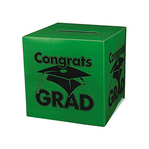 Fun Express - Congrats Grad Green Card Box for Graduation - Party Supplies - Containers  and  Boxes - Paper Boxes - Graduation - 1 Piece