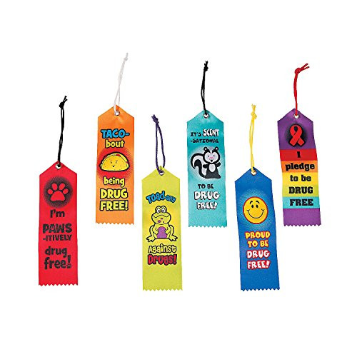 Fun Express - Red Ribbon Week Award Ribbons - Stationery - Awards - Award Ribbons  and  Paper Certificates - 12 Pieces