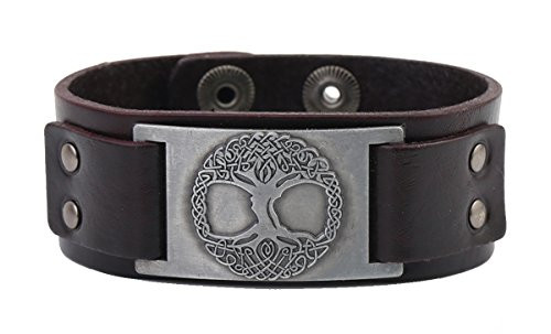 Skyrim Vintage Bracelet Tree of Life Sigil Charm Snap Button Bangle Viking Runes Amulet Jewelry for Men and Women Antique Silver,Brown Skyrim Vintage Bracelet Tree of Life Sigil Charm Snap Button Bangle Viking Runes Amulet Jewelry for Men and Women Antique Silver,Brown