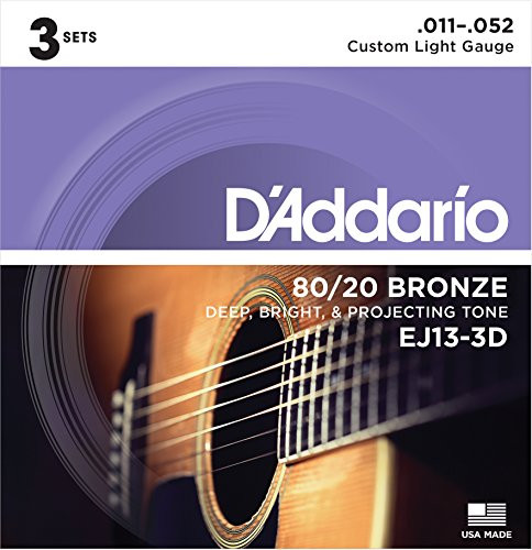 3-Pack D'Addario EJ13 Custom Light 80/20 Bronze