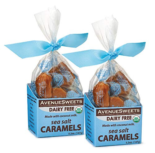 AvenueSweets - Handcrafted Dairy Free Vegan Individually Wrapped Soft Caramels - 2 x 5.2 oz Boxes - Sea Salt