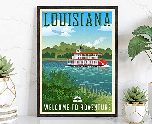 Louisiana, Retro Style Travel Poster, Vintage Rustic Poster Print, Home Office wall Decoration, Louisiana State Map Poster - 16*20 inches Louisiana, Retro Style Travel Poster, Vintage Rustic Poster Print, Home Office wall Decoration, Louisiana State Map Poster - 16*20 inches