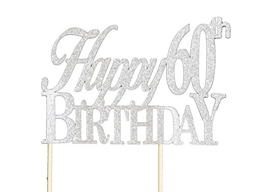All About Details Silver Happy-60th-birthday Cake Topper