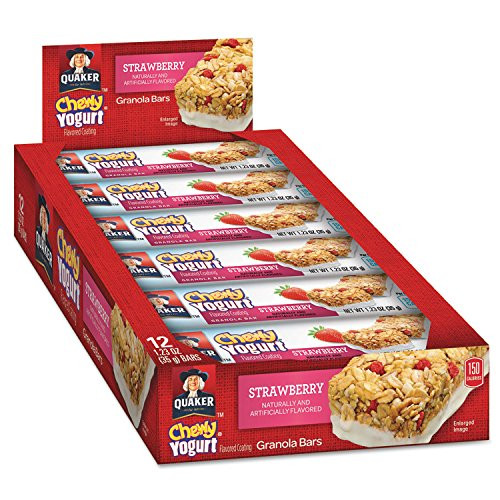 Quaker 31567 Chewy Yogurt Granola Bars, 1.23 oz Bar, Strawberry, 12/Box