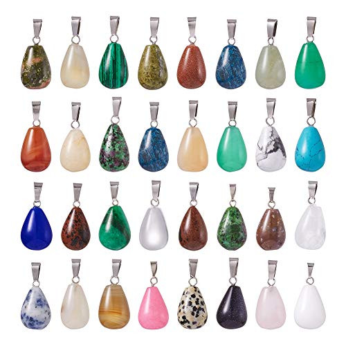 Fashewelry 50Pcs Water Drop Stone Pendants Teardrop Healing Crystal Quartz Chakra Gemstone Rock Charms Random Mixed for Necklace Jewelry Making Hole 2x7mm Fashewelry 50Pcs Water Drop Stone Pendants Teardrop Healing Crystal Quartz Chakra Gemstone Rock Charms Random Mixed for Necklace Jewelry Making Hole 2x7mm