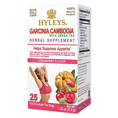 HYLEYS 2 PACK 100 percent Natural Tea Bags - Detox, Slim, Sleep Tea Set 25 Foil Envelope Tea Bags Garcinia Cambogia Cranberry