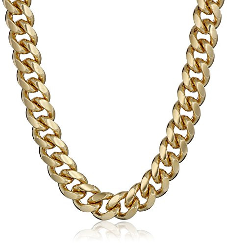 LSDMY Men's Yellow Gold Plated 6mm Cuban Curb Chain Link Necklace 24inch  Inches