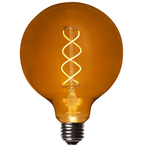 LED Edison Light Bulb, LED Filament Vintage Bulb Dimmable Edison Bulb LED Filament Vintage Bulb, Flexible Filament, Single Bulb Antiqued Glass, G125 Edison Globe Light Bulb