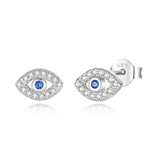 Spoil Cupid Rhodium Plated 925 Sterling Silver Cubic Zirconia Mini Evil Eye Earrings For Women Spoil Cupid Rhodium Plated 925 Sterling Silver Cubic Zirconia Mini Evil Eye Earrings For Women