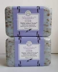 Trader Joe's Lavender with Flowers Lavande Tripple Milled Soap 100 percent Pure Vegetable Oil with Shea Butter Case of 2