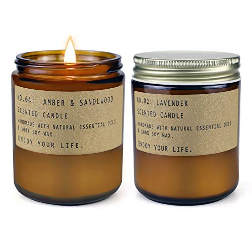 Scented Candles, Aromatherapy Candles for Home, Long Lasting Jar Soy Candles for Relaxation, Christmas Gifts Set for Women, Lavender and Amber Sandalwood, 2 Pack Scented Candles, Aromatherapy Candles for Home, Long Lasting Jar Soy Candles for Relaxation, Christmas Gifts Set for Women, Lavender and Amber Sandalwood, 2 Pack