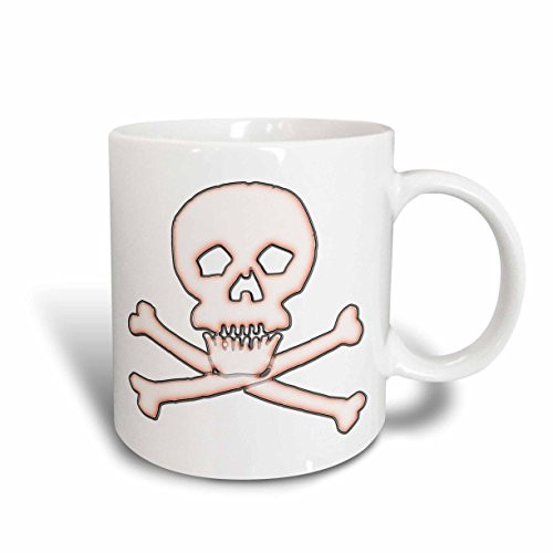 3dRose 131290_2 Halloween Pink Skull and Crossbones Mug 15 oz Ceramic