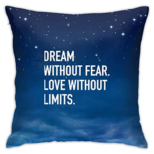 NANDAOFENG Dream Without Fear Love Without Limits Square Pillow case for Sofa and Bedroom car Cushion Decoration 18inch  x 18inch  inches