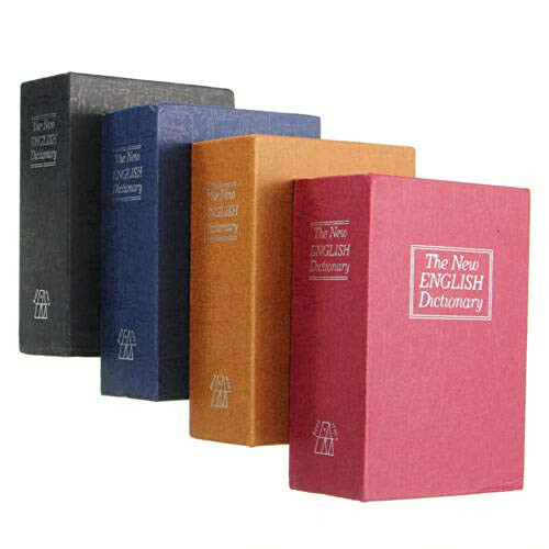 Portable Diversion Book Safe with Combination Lock - Hollowed Out Book with Hidden Secret Compartment for Jewelry, Money and Cash Box Dictionary Box Security Key Lock-Red_Small