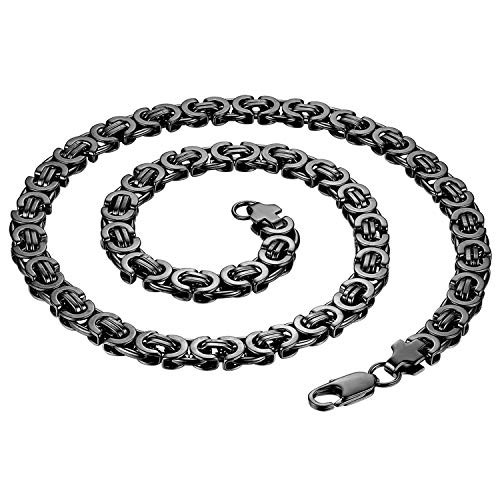 Cupimatch Stainless Steel Men Byzantine Chain Necklace Heavy Gold Link 22 inch Wide 9mm Black Cupimatch Stainless Steel Men Byzantine Chain Necklace Heavy Gold Link 22 inch Wide 9mm Black