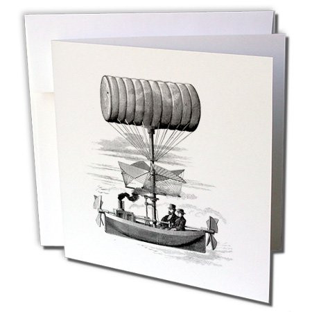 Air Ship Drawing Steampunk Style - Greeting Cards, 6 x 6 inches, set of 12 (gc_80332_2)