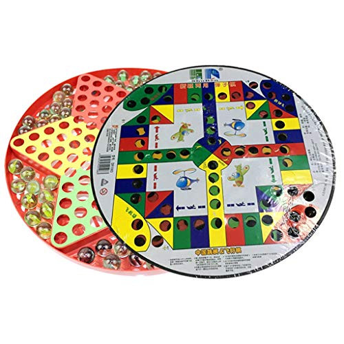 Youdw Ball Checkers, Flying Chess, Fun Games Glass Beads Plastic Board Chess, Travel Board Games, Checkers, Chinese Checkers for Adults and Kids Red