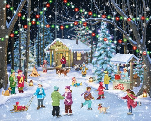 Vermont Christmas Company Woodland Skaters Jigsaw Puzzle 1000 Piece