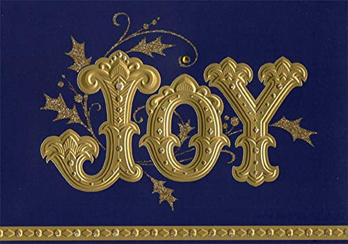 Hallmark Joy  Gold Foil Embossed Lettering on Deep Blue Box of 12 Christmas Cards