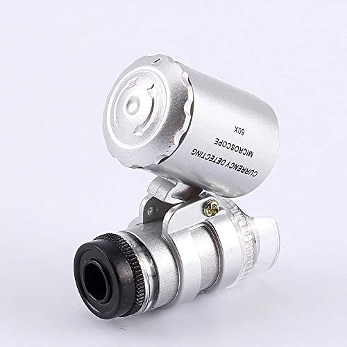 Bracon Microscope - Mini 60X Pocket Microscope Jewelry Magnifier Loupe Glass LED UV Light