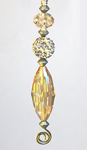 Elegant Golden Faceted Glass and Rhinestone Ceiling Fan Pull or Light Pull