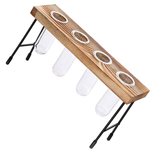 Yardwe Glass Hydroponic Planter Desktop Plant Terrarium Vase Planter Tube Vase with Wood Holder Clear Vase Pot for Plants Home Garden Decor Yardwe Glass Hydroponic Planter Desktop Plant Terrarium Vase Planter Tube Vase with Wood Holder Clear Vase Pot for Plants Home Garden Decor