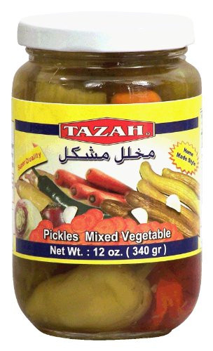 Tazah pickles mixed vegetables, 12-oz., glass jar
