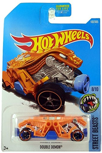 Hot Wheels 2017 Street Beasts Double Demon Dragon Car 102/365, Orange