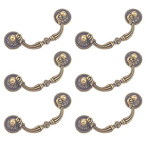 Tulead Vintage Pull Handles Cabinet Pulls Dresser Drawer Pull Handles Bail Furniture Handle 3.78inch  Hole Center Bookcase Pull Pack of 6 with Mounting Screws