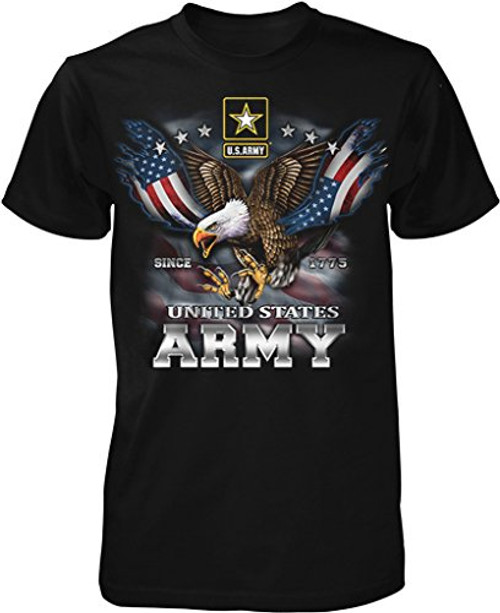 NOFO Clothing Co US Army, Since 1775, Eagle with American Flag Wings Men's T-Shirt, XL Black