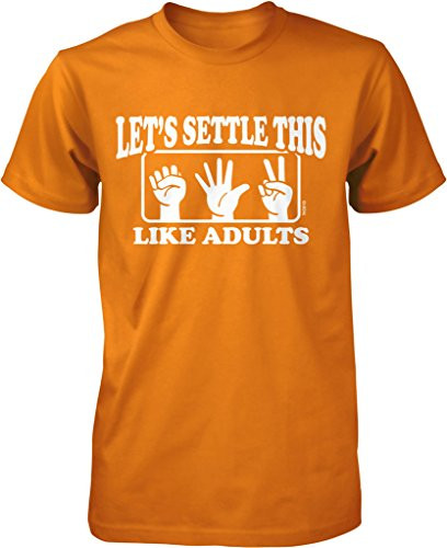 NOFO Clothing Co Let's Settle This Like Adults, Rock Paper Scissors Men's T-Shirt, XL Orange