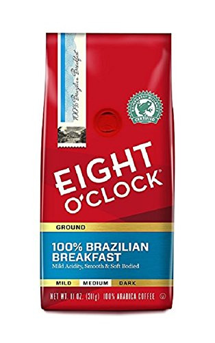 Eight O'Clock Ground Coffee, 100% Brazilian Breakfast, 11 Ounce ( 2 pack )