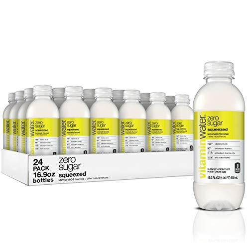 vitaminwater zero squeezed, electrolyte enhanced water w/ vitamins, lemonade drinks, 16.9 Fl Oz 24 Count