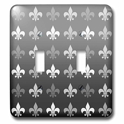 3dRose LSP_59112_2 Fleur De Lis-Retro Art-Vintage French Double Toggle Switch, Black/White