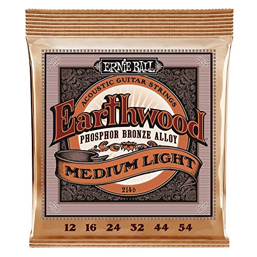 Ernie Ball 2146 Earthwood Medium Light Acoustic Phosphor Bronze String Set 12-54 - 2 Pack