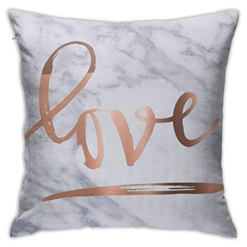 BJfuda Throw Pillow Covers 18x18 Inches,Square Decorative Throw Pillow Cases for Sofa Bedroom Car Love Rose Gold and Faux Marble