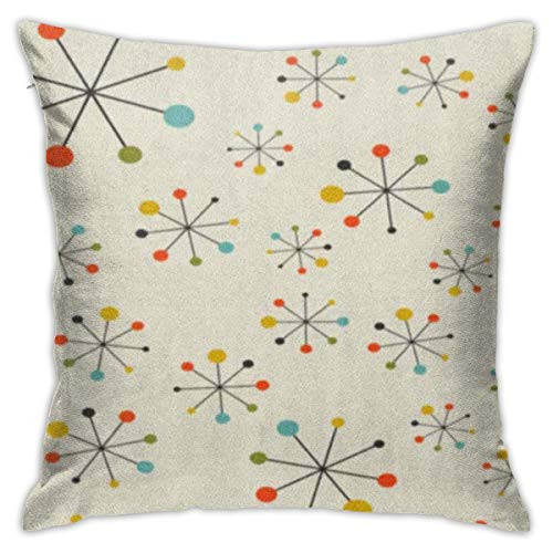 BJfuda Throw Pillow Covers 18x18 Inches,Sofa Square Decorative Throw Pillow Case Mid Century Absctract Geometric Pattern Space Retro 50s 1960s Mod